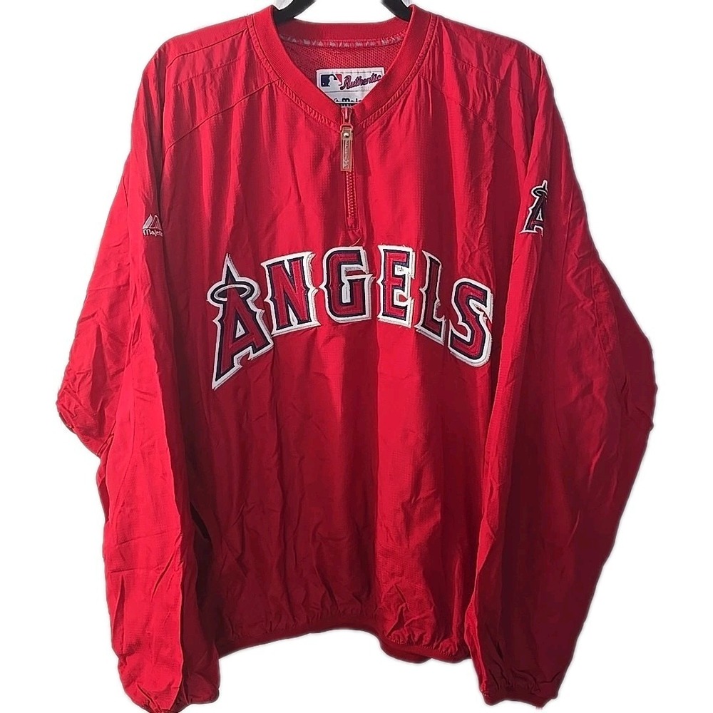 Majestic Anaheim Angels Jacket Mens Size‎ XL Red Coolbase Windbreaker MLB Dugout